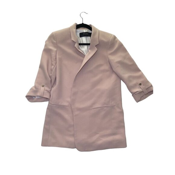 Zara Women's Beige Blazer Medium Tailored Mid-Length Jacket - Picture 4 of 16